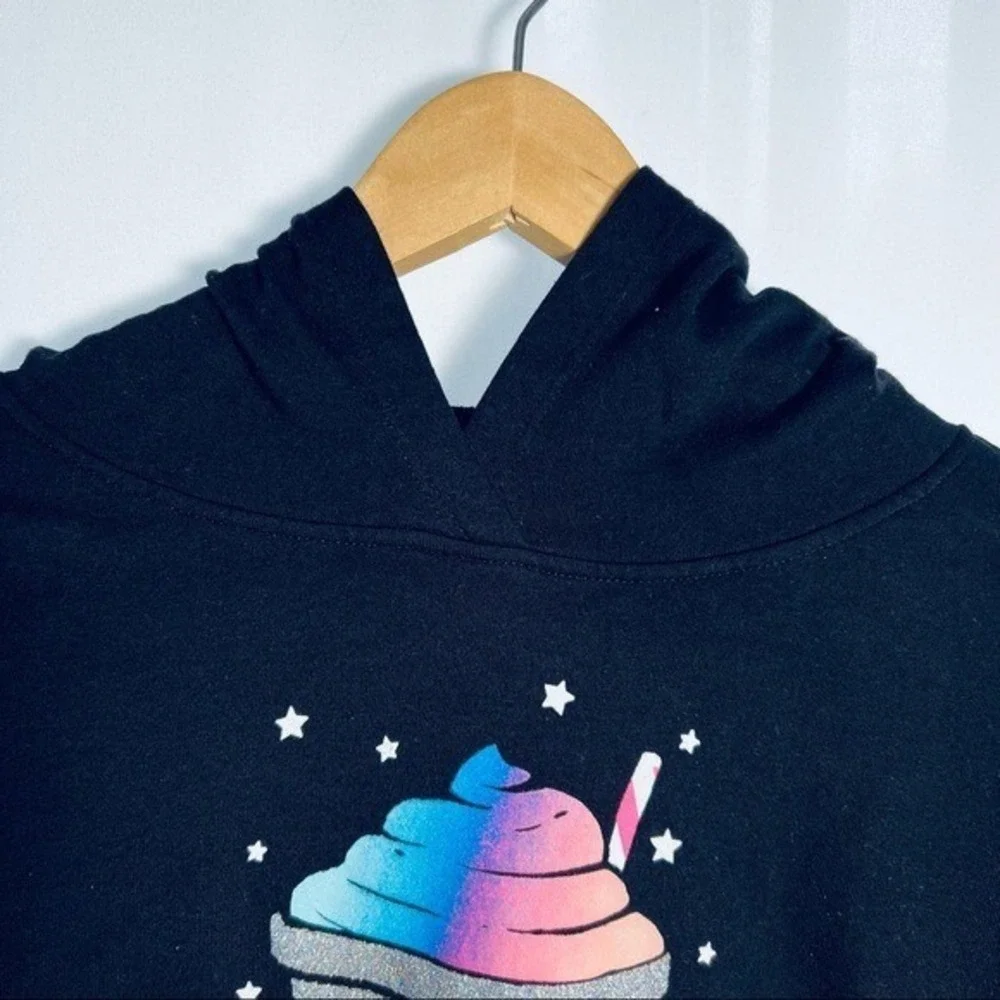 JUSTICE Unicorn Latte Cropped Girls Hoodie‎ Size 14/16
